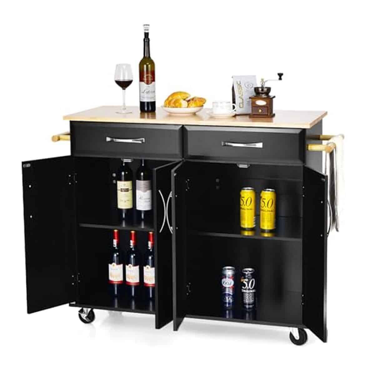 Test : chariot de cuisine KOMFOTTEU avec plan de travail et roues verrouillables