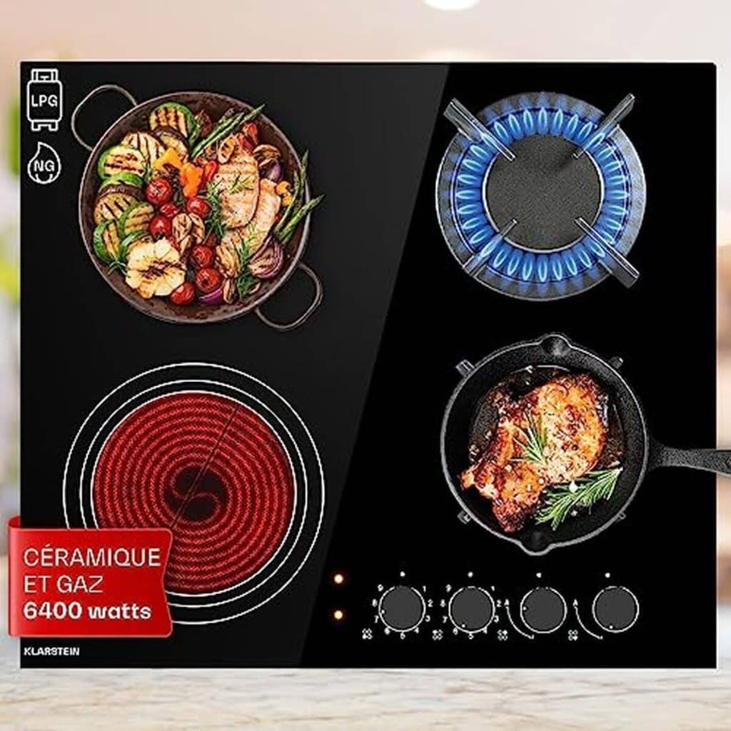Test : klarstein plaque de cuisson mixte 4 feux 6.4kW